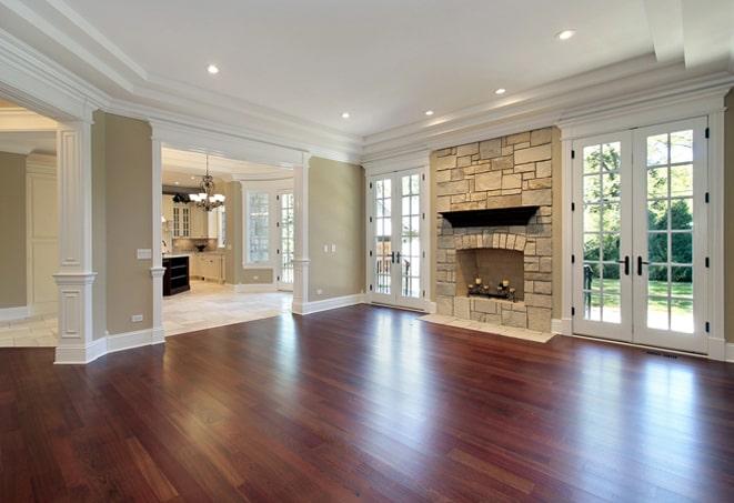 wide-plank pine wood floors in a rustic cabin